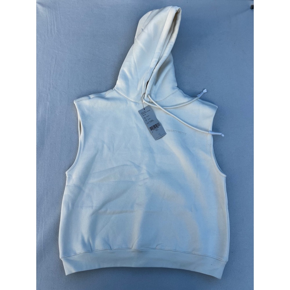 Sweaty Betty London Sleeveless Hoodie Vest Ivory White Athleisure‎ Women's S